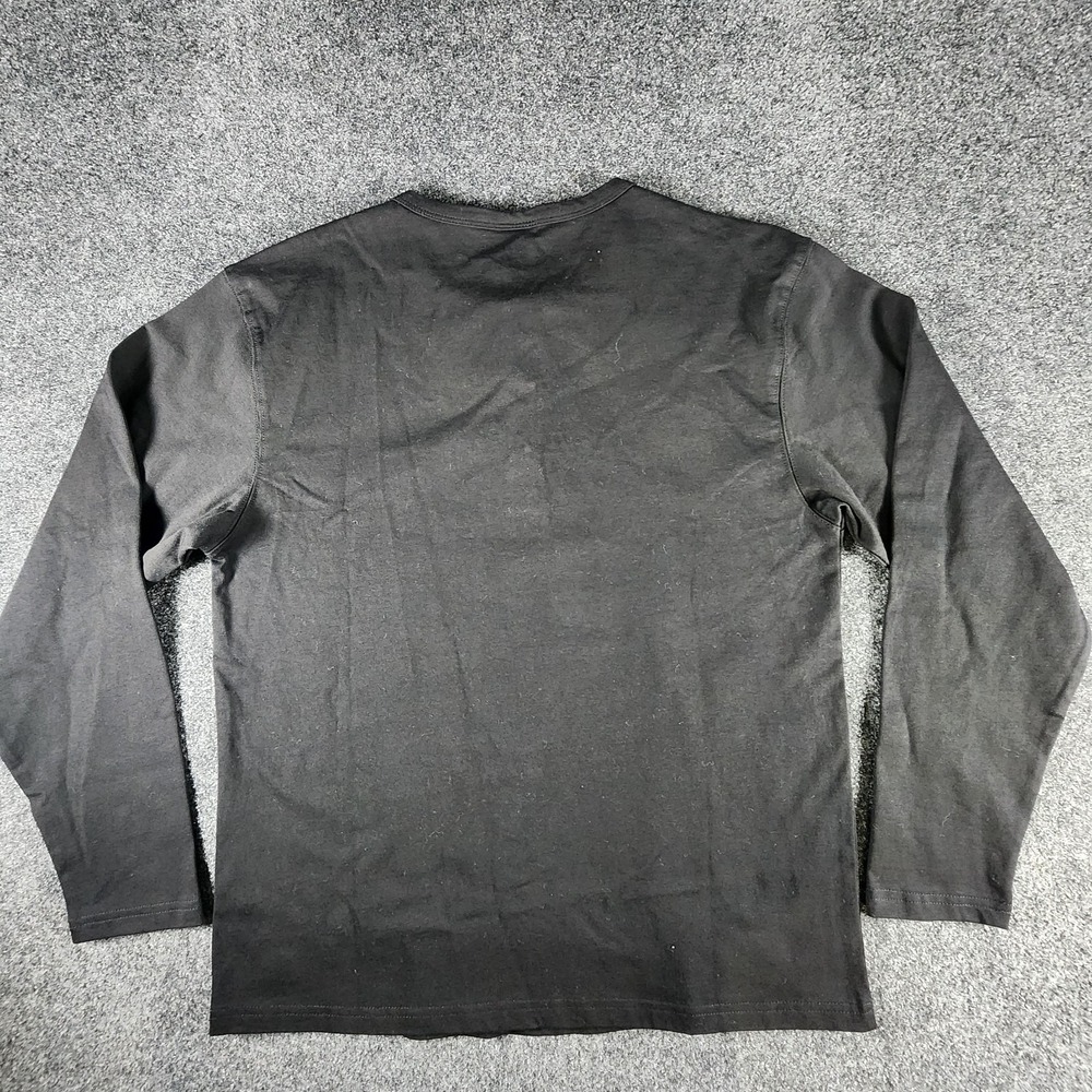 NWT Karaku Mens Long Sleeve Henley Shirt Black Blue Buttons Size M - Picture 4 of 8